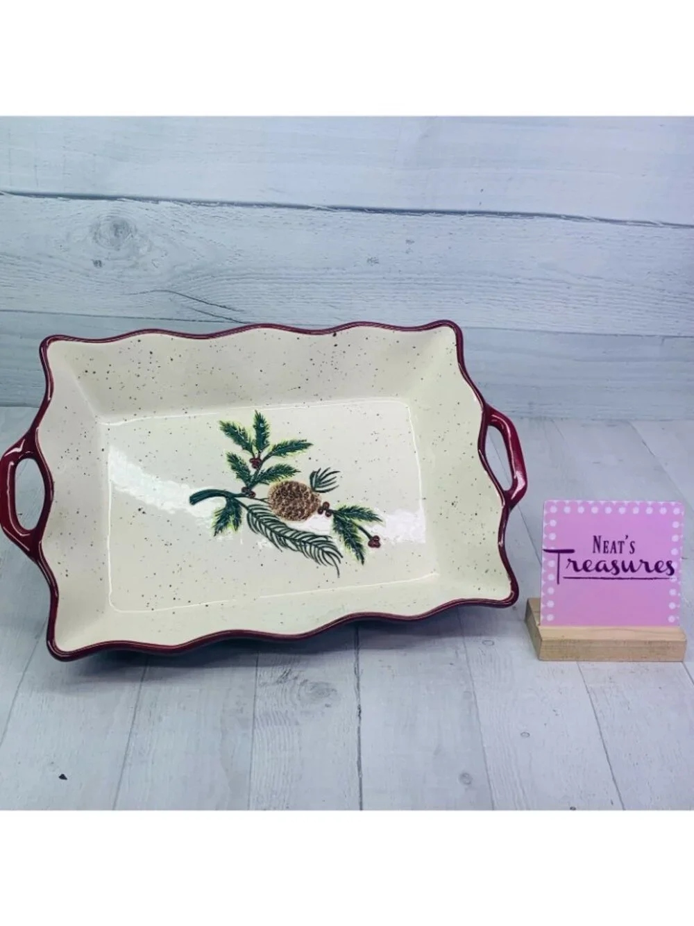 Hobby Lobby CHRISTAMAS TRADITION 2013 Rectangle Speckled Large 4 Qt Baking Pan